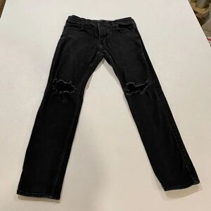Hollister Black Distressed Jeans Men’s W33 L32 Slim Straight Ripped Denim